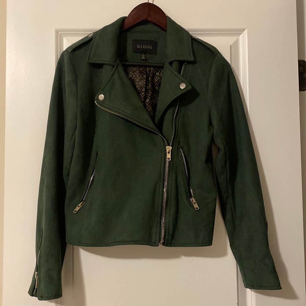 BLU PEPPER Faux Suede Moto Jacket